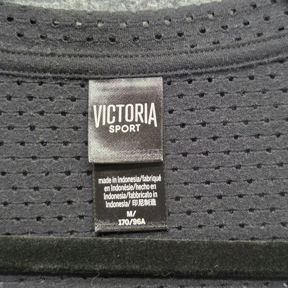 Victoria Sport Shirt Womens Medium Black Mesh Sheer Cropped V Neck Athletic - Picture 5 of 11
